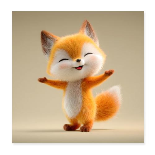 Smiling Baby Fox - Poster 8x8