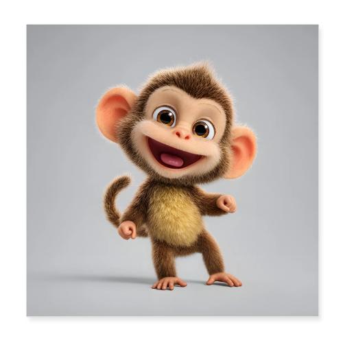 Joyful Baby Monkey - Poster 8x8