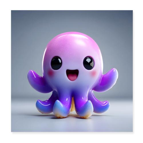 Playful Baby Octopus - Poster 8x8