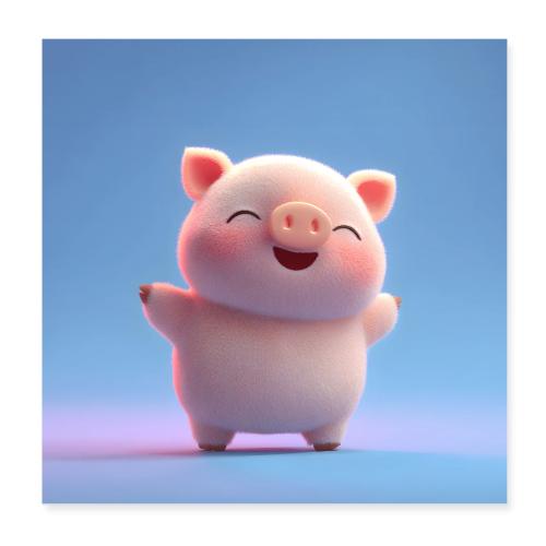 Joyful Baby Pig - Poster 8x8