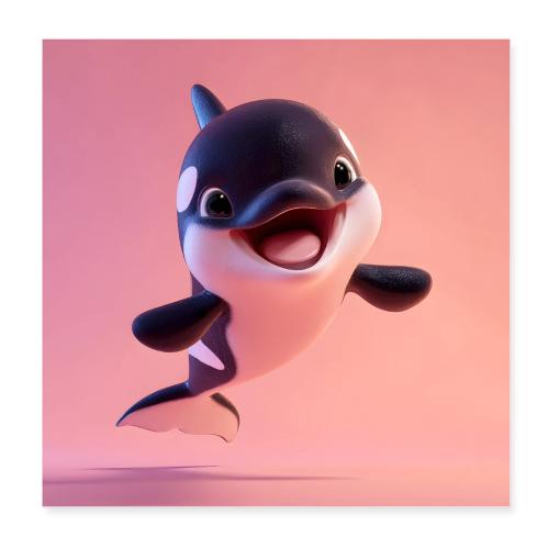 Cheerful Baby Orca - Poster 8x8