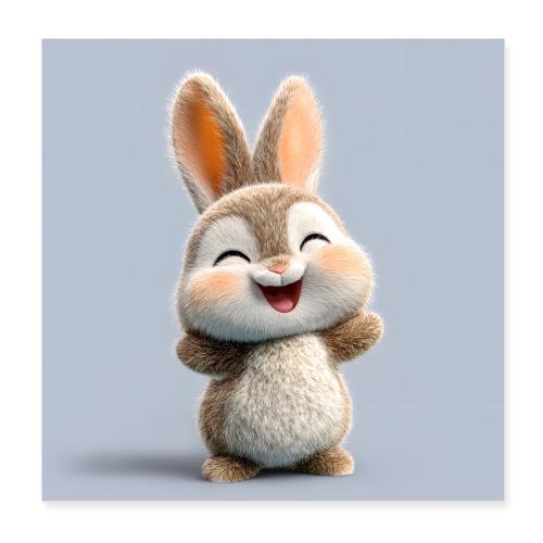 Cheerful Baby Rabbit - Poster 8x8