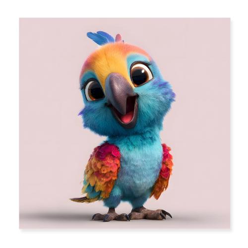 Colorful Baby Parrot - Poster 8x8