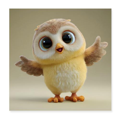 Innocent Baby Owl - Poster 8x8