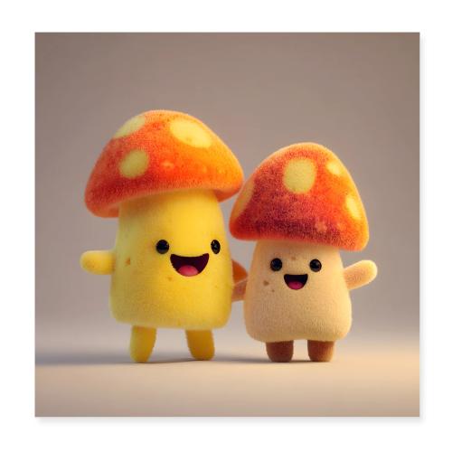 Joyful Mushroom Friends - Poster 8x8