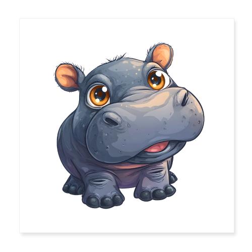 Happy Little Hippo - Poster 8x8