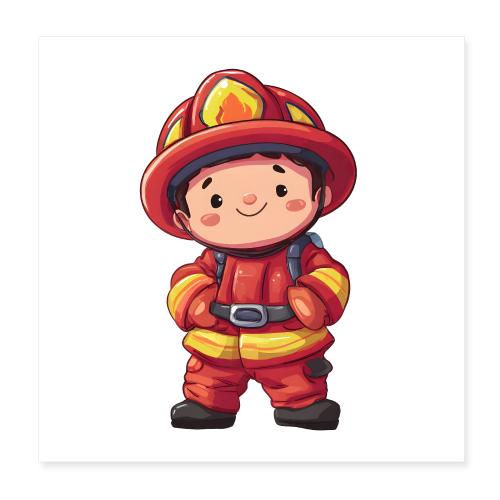 Brave Firefighter in Action - Poster 8x8