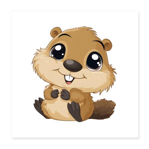 Happy Baby Beaver - Poster 8x8