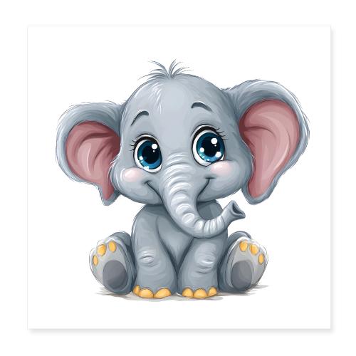 Baby Elephant Charm - Poster 8x8