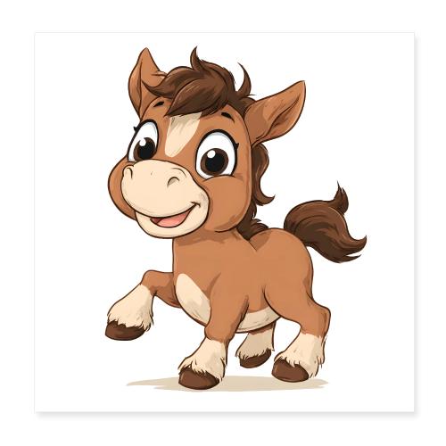 Playful Brown Pony - Poster 8x8