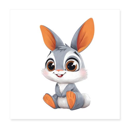 Playful Baby Rabbit - Poster 8x8
