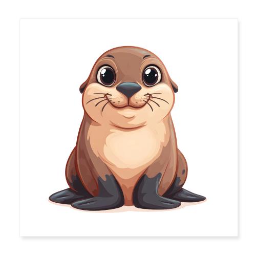 Happy Baby Sea Lion - Poster 8x8
