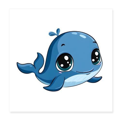 Gentle Blue Baby Whale - Poster 8x8