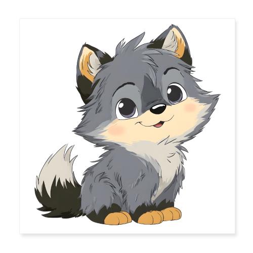 Smiling Baby Wolf - Poster 8x8