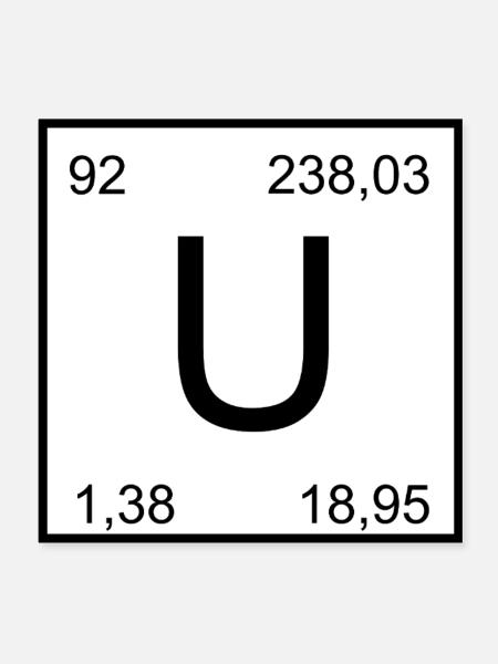 Uranium U Element Glyph - Poster 8x8 - white - Front
