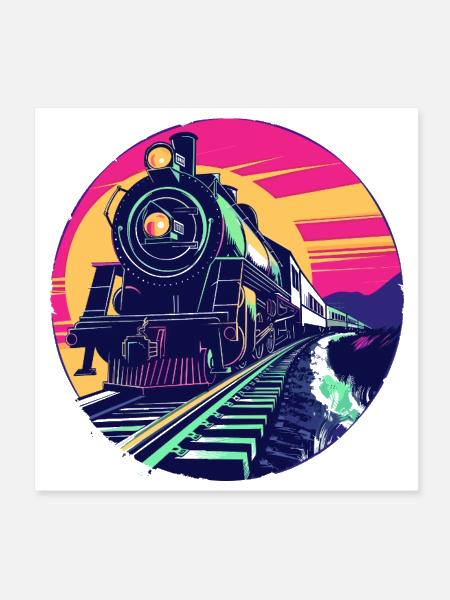 Railroad Illustration - Poster 8x8 - white - Front