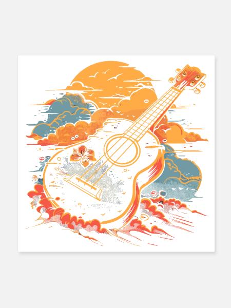 Ukulele Illustration - Poster 8x8 - white - Front