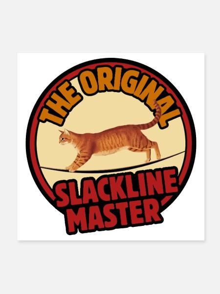 The Original Slackline Master – Orange Cat Balance - Poster 8x8 - white - Front