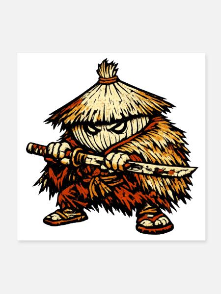 Onion Outlaw — Funny Vegetable Lone Ronin Vintage  - Poster 8x8 - white - Front