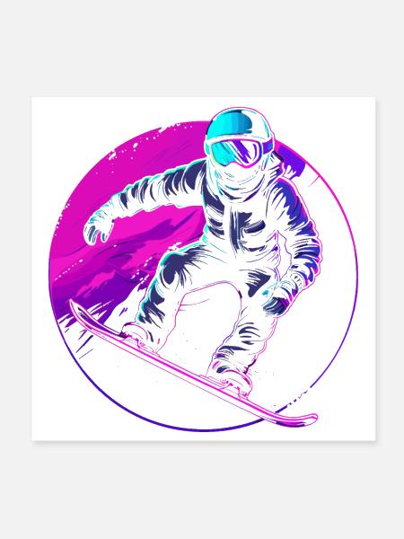 Snowboarder Illustration - Poster 8x8 - white - Front