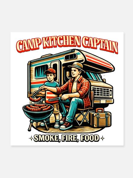 Camp Kitchen Captain - Poster 8x8 - white - Front