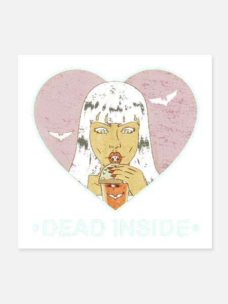 Retro Bat Heart Sip Illustration - Poster 8x8 - white - Front
