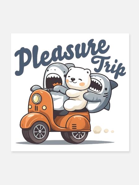 Pleasure Trip Bear Shark Ride - Poster 8x8 - white