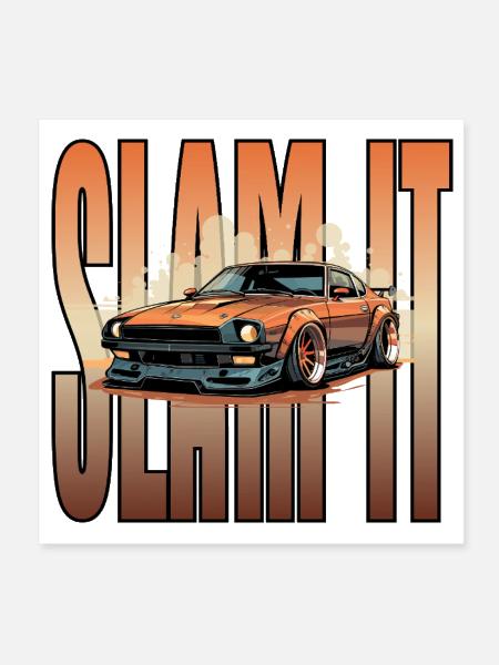 Slam It Car Culture - Poster 8x8 - white - Front