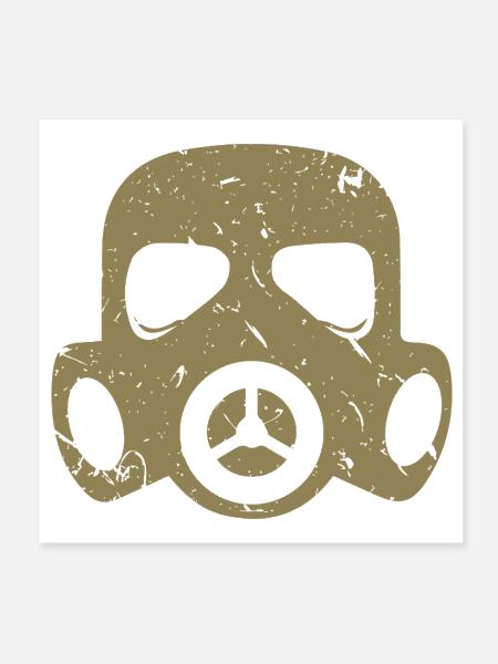 Grunge Gas Mask Nuclear Radioactive Dust - Poster 8x8 - white - Front