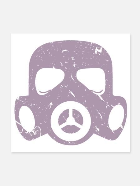 Grunge Gas Mask Nuclear Radioactive Dust - Poster 8x8 - white - Front