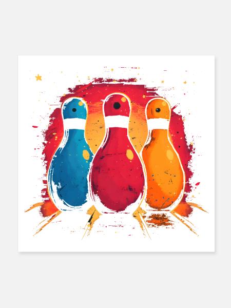 Funny Bowling Pins - Poster 8x8 - white - Front