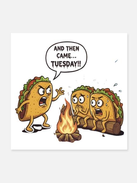 Taco Tuesday Campfire Clash - Poster 8x8 - white - Front