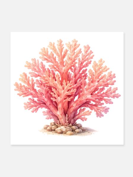 Pink Coral Illustration - Poster 8x8 - white - Front