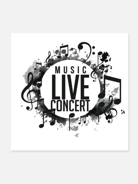 Music Poster illustration, Live concert with ink b - Poster 8x8 - white - Front