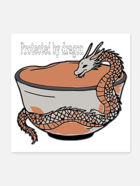 Dragon Guard Teacup Illustration - Poster 8x8 - white - Front