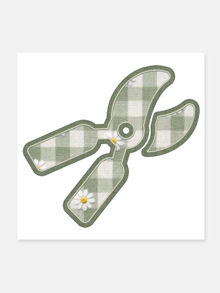 Checkered Pruning Shears Patch Florist Gift - Poster 8x8 - white - Front