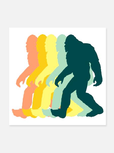 Color Cascade Walking Silhouettes - Poster 8x8 - white