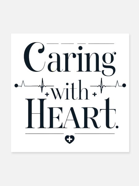 Caring Heart Line Art Design - Poster 8x8 - white - Front