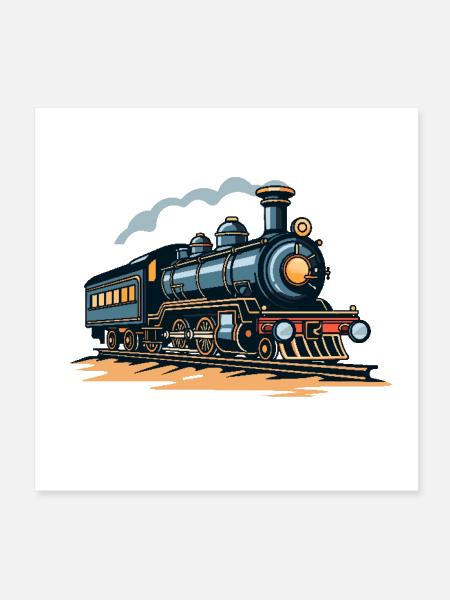 Railroad Illustration - Poster 8x8 - white - Front