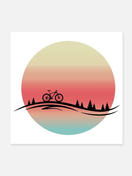 Gift idea. Bike on a sunset. Ideal for a birthday. - Poster 8x8 - white - Front