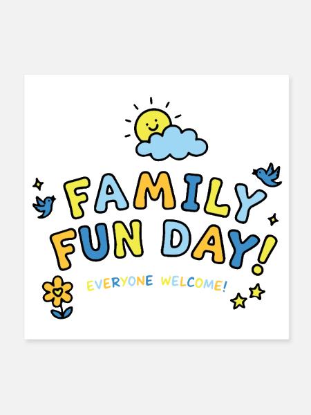 Family Fun Day Colorblock Letters - Poster 8x8 - white - Front