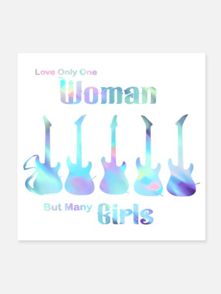 Love One Woman Many Guitars - Poster 8x8 - white - Front