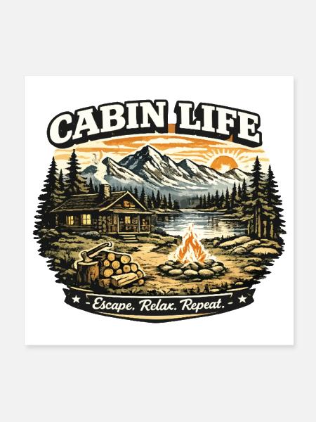 Cabin Life: Rustic Lakeside Escape - Poster 8x8 - white - Front