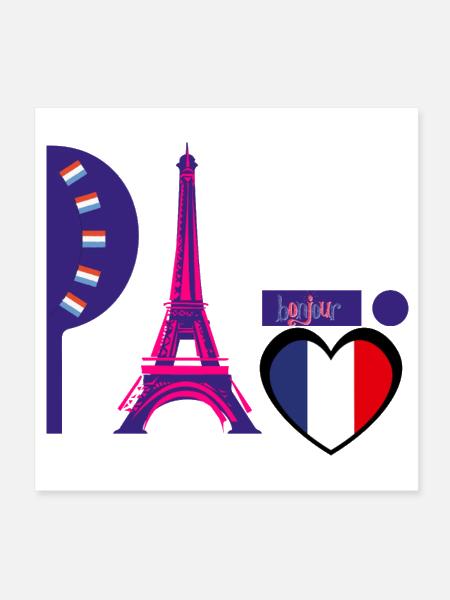 paris france  - Poster 8x8 - white - Front
