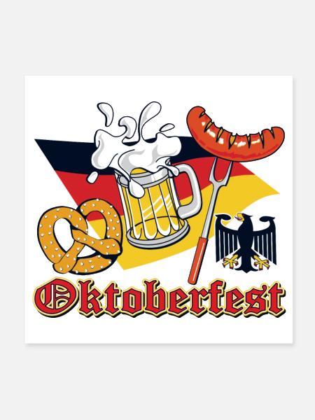 Oktoberfest Celebration Beer and Sausage Design - Poster 8x8 - white - Front