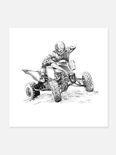 ATV Rider Illustration - Poster 8x8 - white - Front