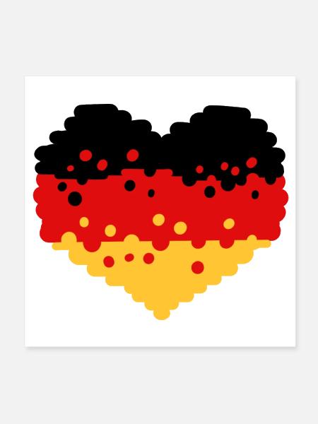 Germany Heart Flag - Poster 8x8 - white - Front
