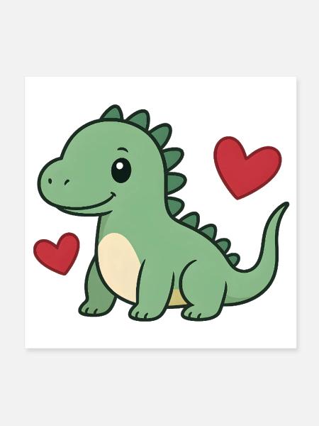 Dino Heart Charm - Poster 8x8 - white - Front