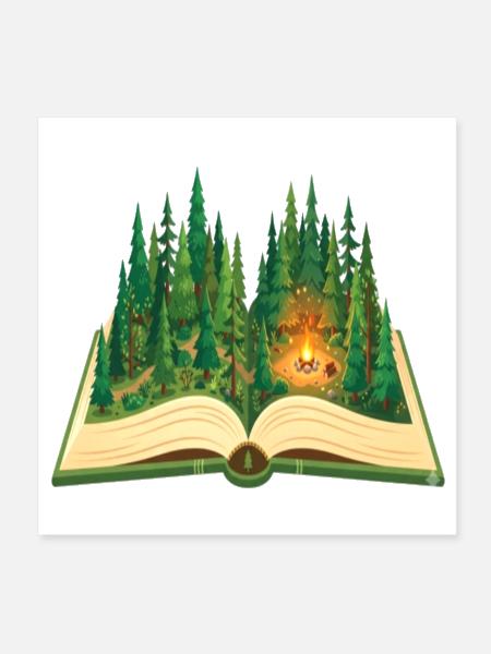 Forest Campfire Storybook - Poster 8x8 - white - Front