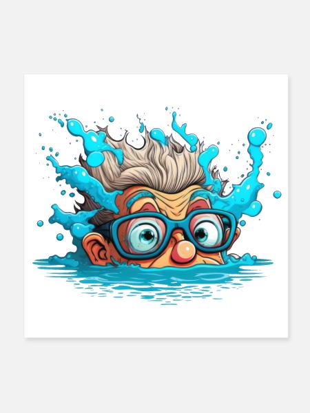 Swimming illustration - Poster 8x8 - white - Front